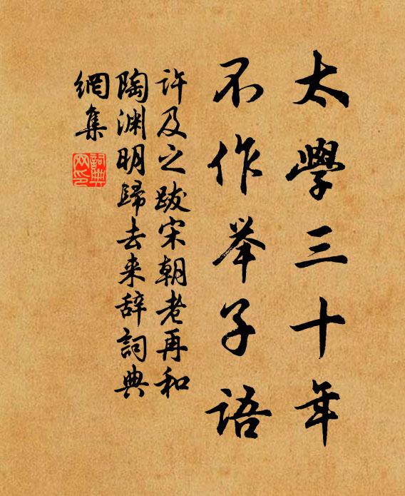 许及之太学三十年，不作举子语书法作品欣赏