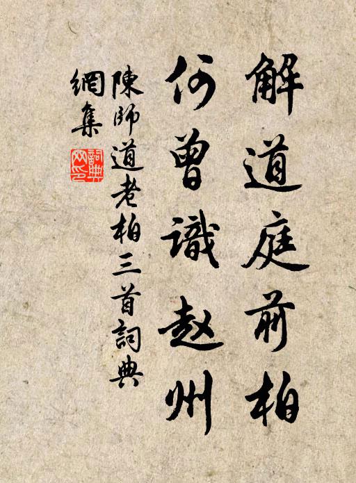 陈师道解道庭前柏，何曾识赵州书法作品欣赏