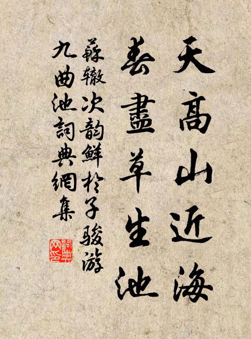 苏辙天高山近海，春尽草生池书法作品欣赏