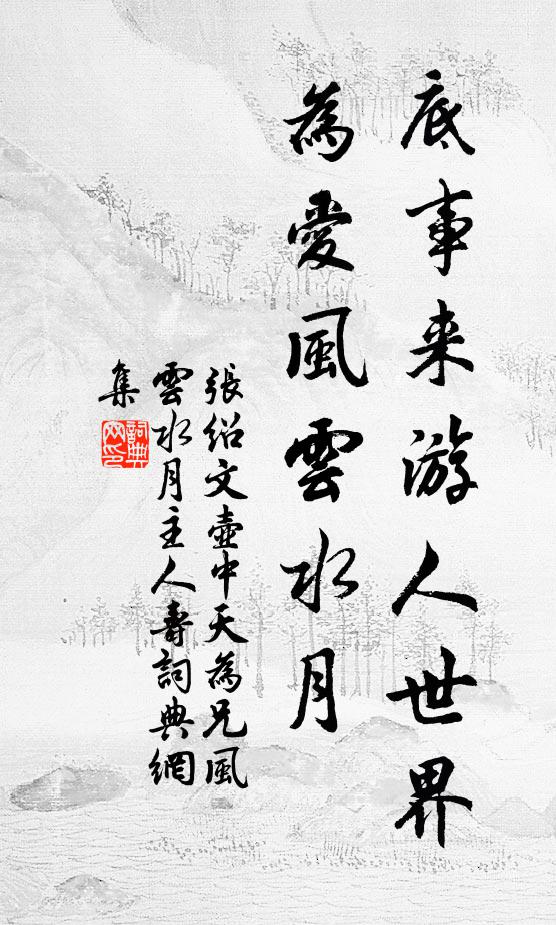 张绍文底事来游人世界，为爱风云水月书法作品欣赏