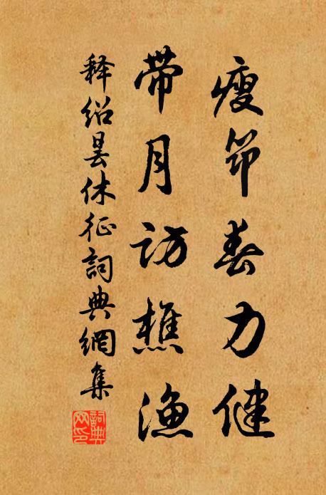 释绍昙瘦筇春力健，带月访樵渔书法作品欣赏