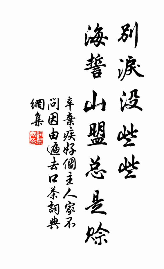 辛弃疾别泪没些些，海誓山盟总是赊书法作品欣赏