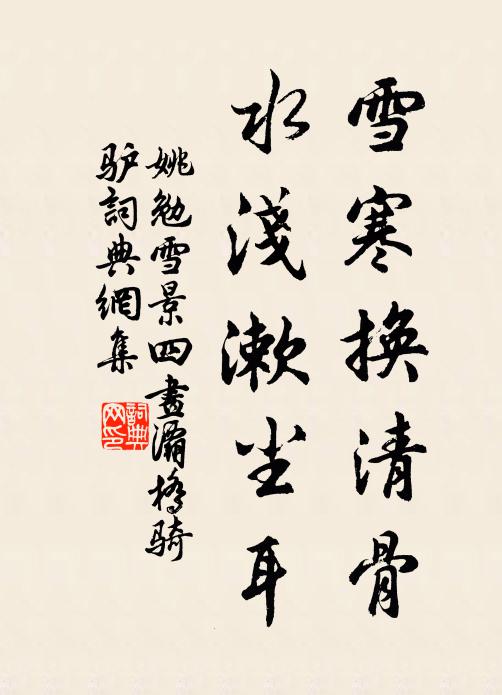 姚勉雪寒换清骨，水浅漱尘耳书法作品欣赏