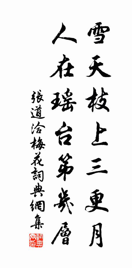 张道洽雪天枝上三更月，人在瑶台第几层书法作品欣赏