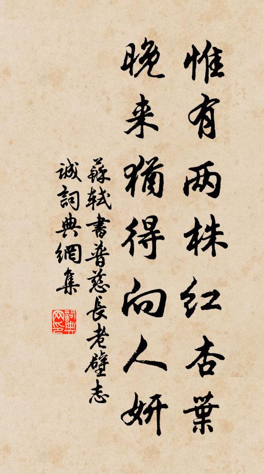 苏轼惟有两株红杏叶，晚来犹得向人妍书法作品欣赏