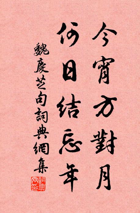 魏庆芝今宵方对月，何日结忘年。书法作品欣赏