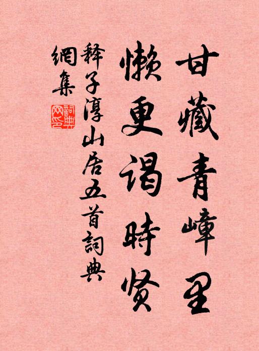 释子淳甘藏青嶂里，懒更谒时贤书法作品欣赏