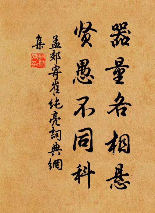 孟郊器量各相悬，贤愚不同科书法作品欣赏