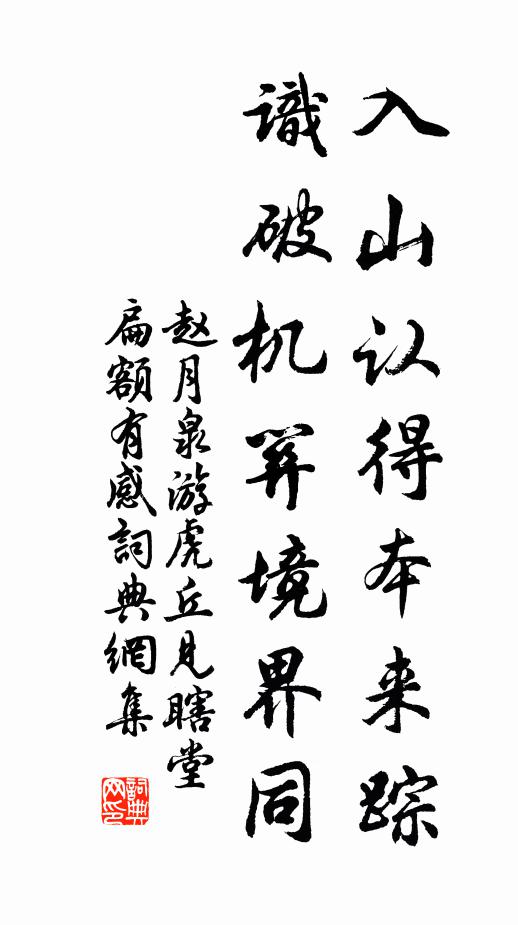 赵月泉入山认得本来踪，识破机关境界同书法作品欣赏