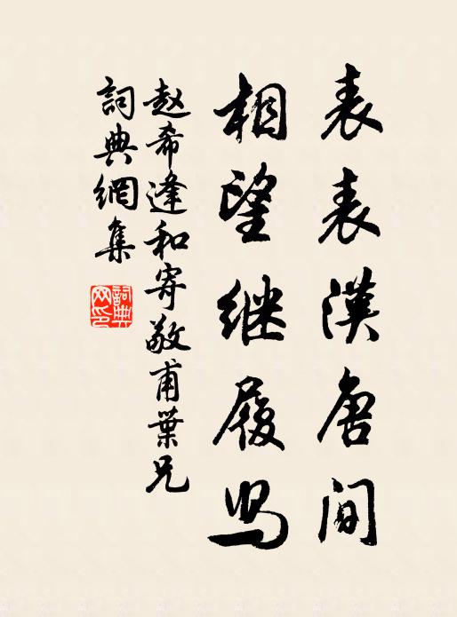 赵希逢表表汉唐间，相望继履舄书法作品欣赏