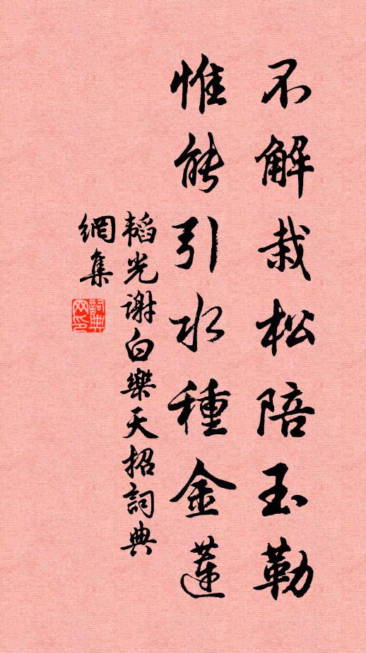 韬光不解栽松陪玉勒，惟能引水种金莲书法作品欣赏