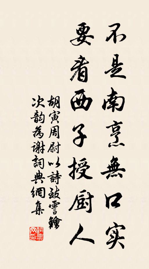 胡寅不是南烹无口实，要看西子授厨人书法作品欣赏