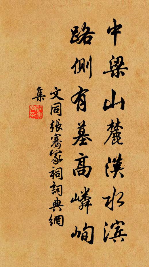 文同中梁山麓汉水滨，路侧有墓高嶙峋书法作品欣赏