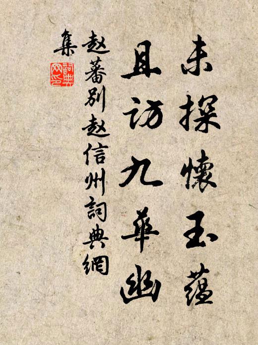 赵蕃未探怀玉蕴，且访九华幽书法作品欣赏