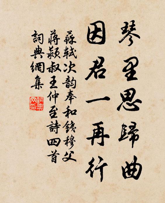 苏轼琴里思归曲，因君一再行书法作品欣赏