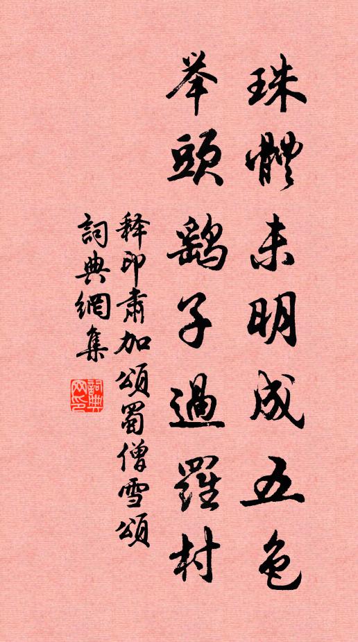 释印肃珠体未明成五色，举头鹞子过罗村书法作品欣赏