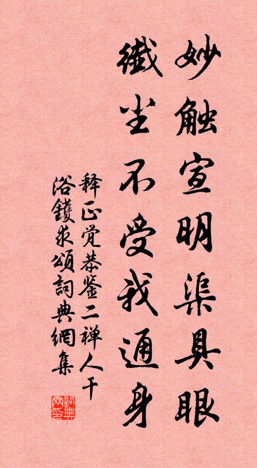 释正觉妙触宣明渠具眼，纤尘不受我通身书法作品欣赏