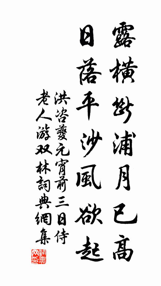 洪咨夔露横断浦月已高，日落平沙风欲起书法作品欣赏