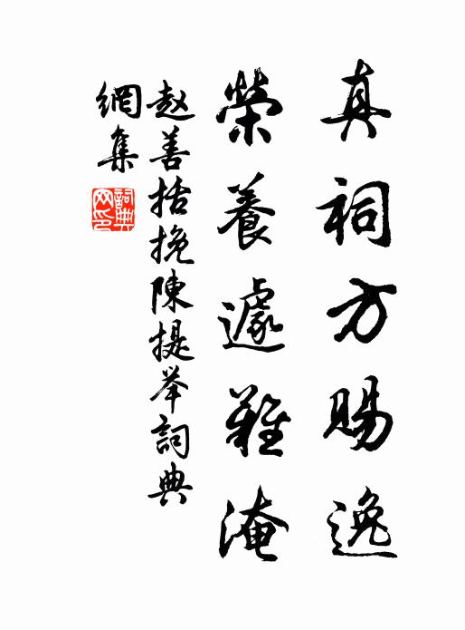 赵善括真祠方赐逸，荣养遽难淹书法作品欣赏