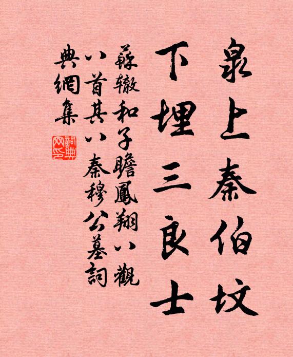 苏辙泉上秦伯坟，下埋三良士书法作品欣赏
