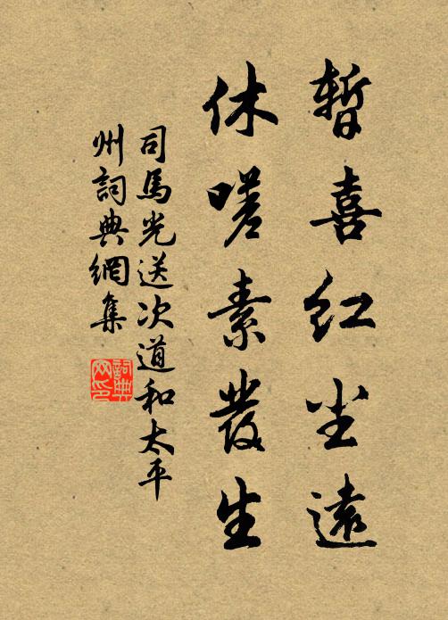 司马光暂喜红尘远，休嗟素发生书法作品欣赏