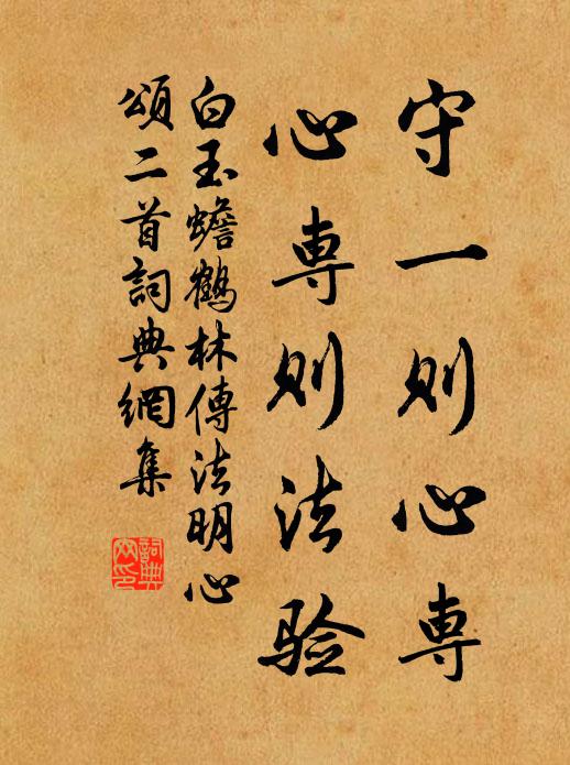 白玉蟾守一则心专，心专则法验书法作品欣赏