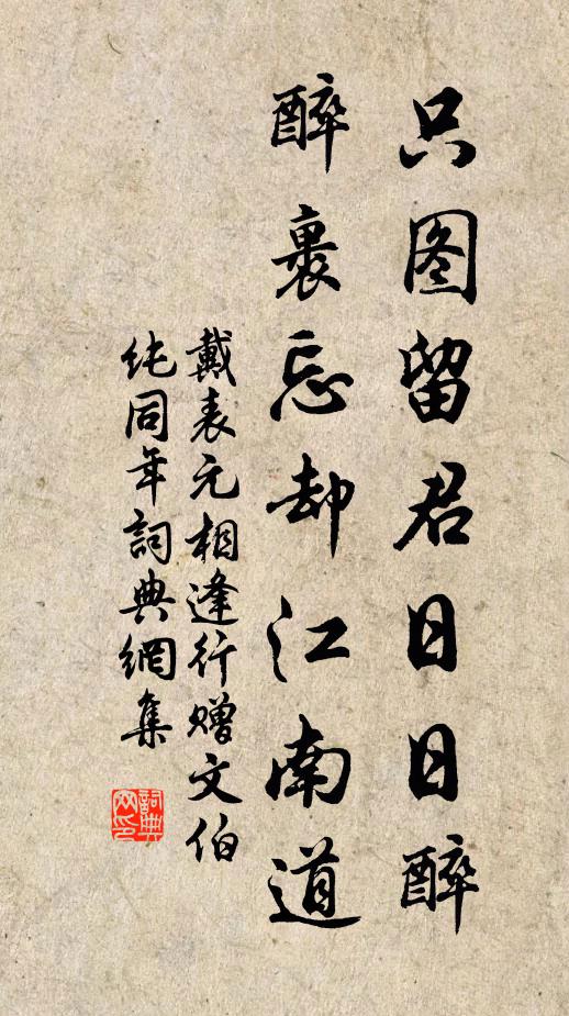 戴表元只图留君日日醉,醉裹忘却江南道书法作品欣赏