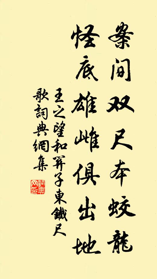 王之望案间双尺本蛟龙，怪底雄雌俱出地书法作品欣赏
