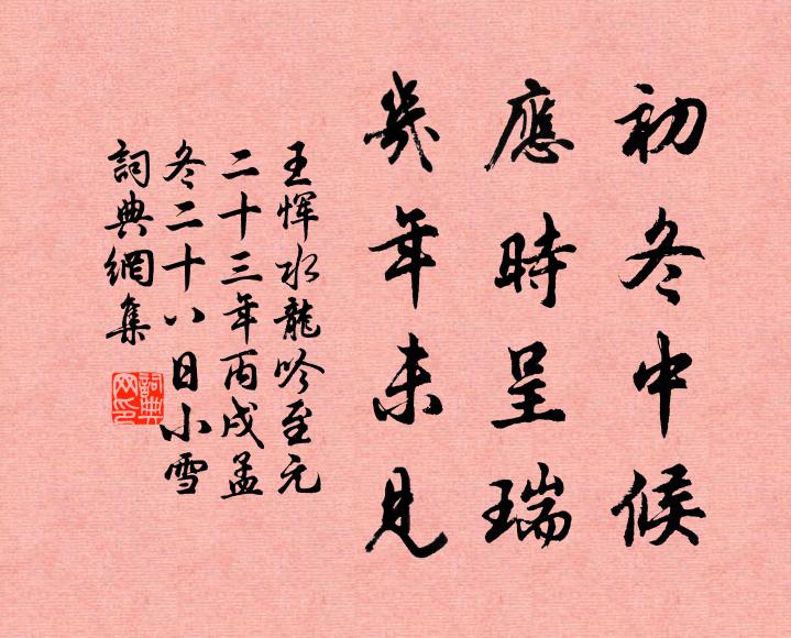 王恽初冬中候，应时呈瑞，几年未见书法作品欣赏