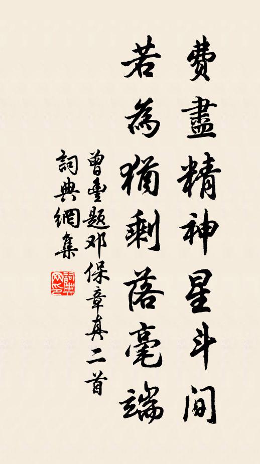曾丰费尽精神星斗间，若为犹剩落毫端书法作品欣赏