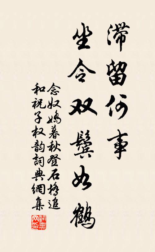 佚名滞留何事，坐令双鬓如鹤书法作品欣赏
