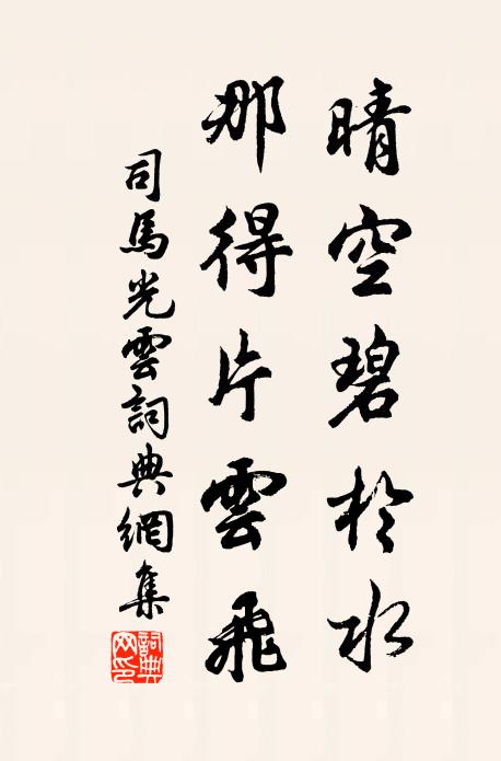 司马光晴空碧於水，那得片云飞书法作品欣赏