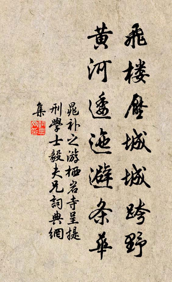 晁补之飞楼压城城跨野，黄河逶迤避条华书法作品欣赏