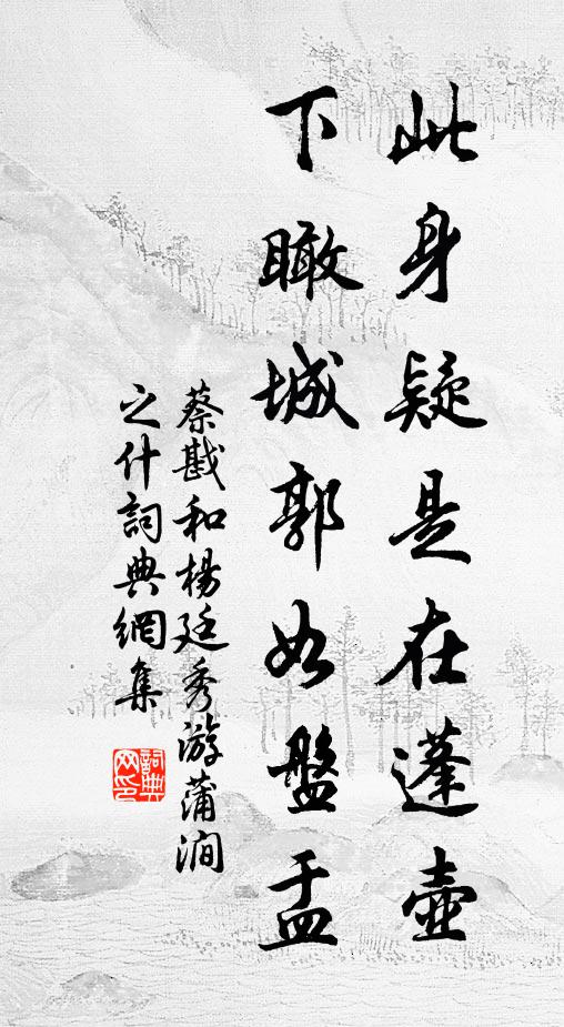 蔡戡此身疑是在蓬壶，下瞰城郭如盘盂书法作品欣赏