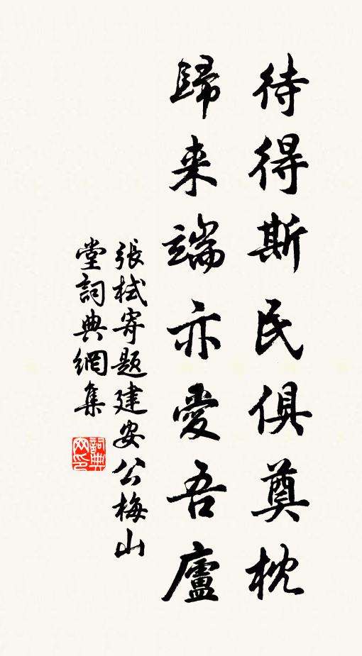 张栻待得斯民俱奠枕，归来端亦爱吾庐书法作品欣赏