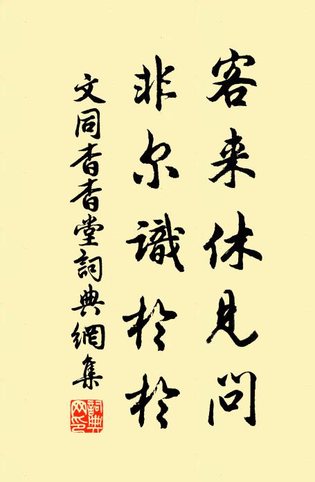 文同客来休见问，非尔识于于书法作品欣赏