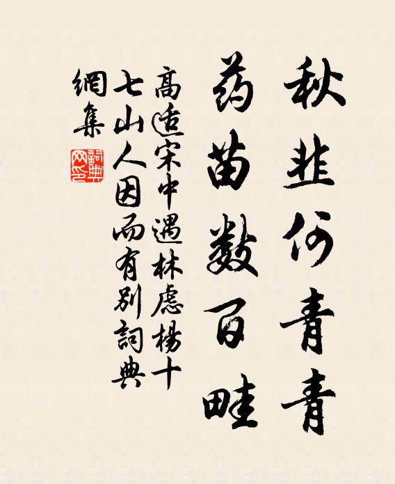 高适秋韭何青青，药苗数百畦书法作品欣赏