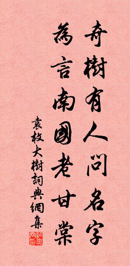 袁枚奇树有人问名字，为言南国老甘棠书法作品欣赏