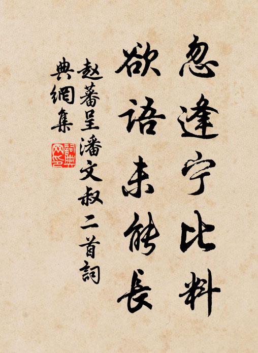 赵蕃忽逢宁比料，欲语未能长书法作品欣赏