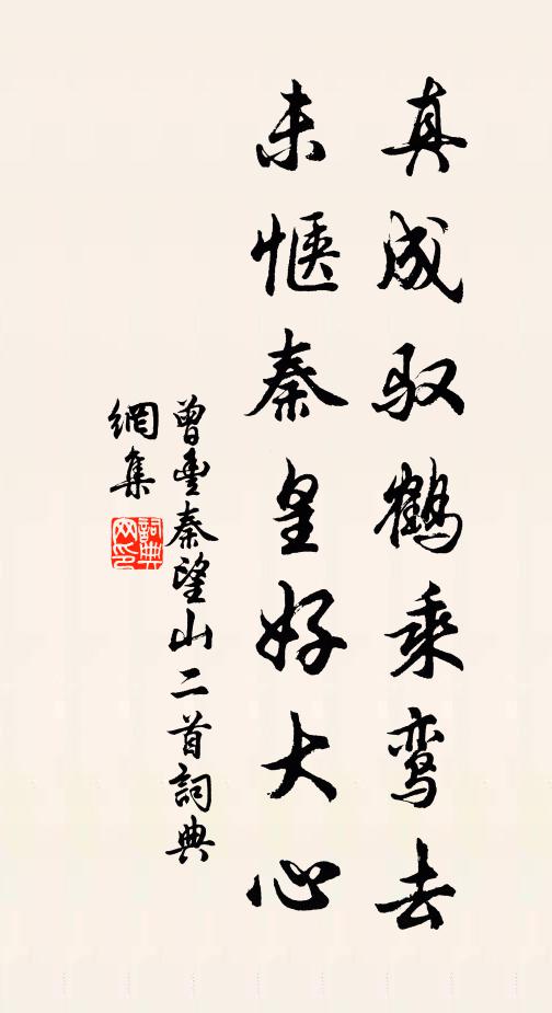 曾丰真成驭鹤乘鸾去，未惬秦皇好大心书法作品欣赏