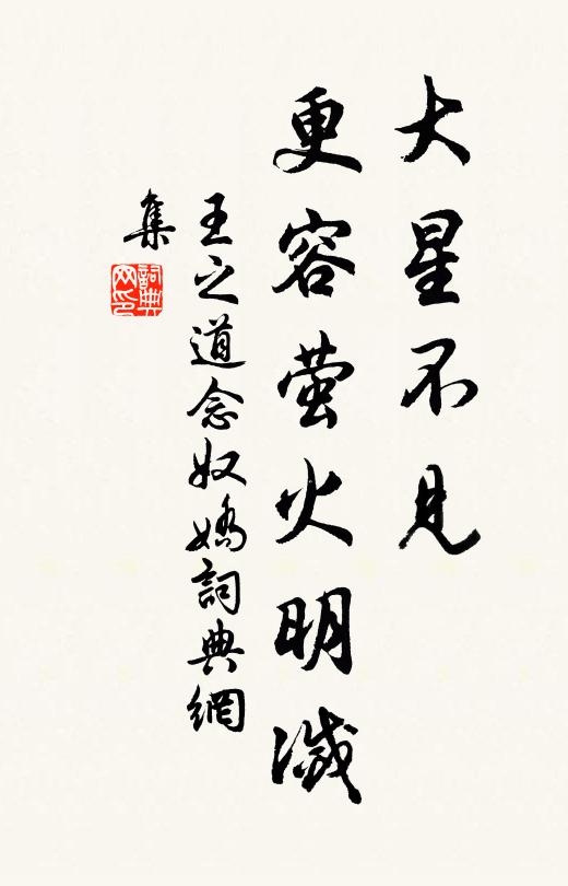 王之道大星不见，更容萤火明灭书法作品欣赏