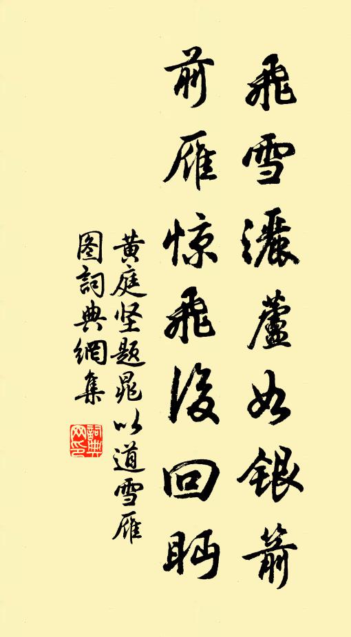 黄庭坚飞雪洒芦如银箭，前雁惊飞后回眄书法作品欣赏