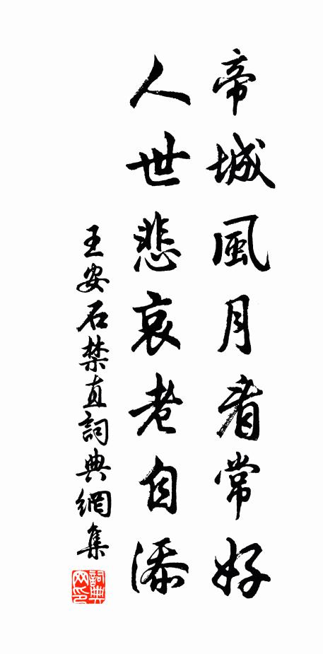 王安石帝城风月看常好，人世悲哀老自添书法作品欣赏