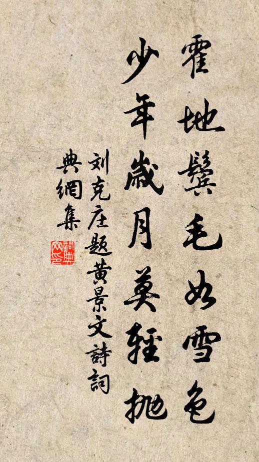 刘克庄霍地鬓毛如雪色，少年岁月莫轻抛书法作品欣赏