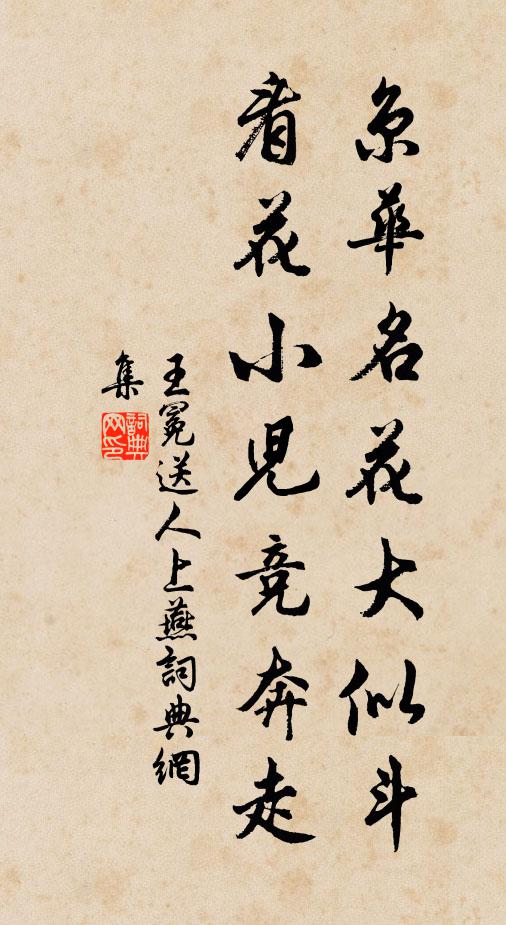 王冕京华名花大似斗，看花小儿竞奔走书法作品欣赏
