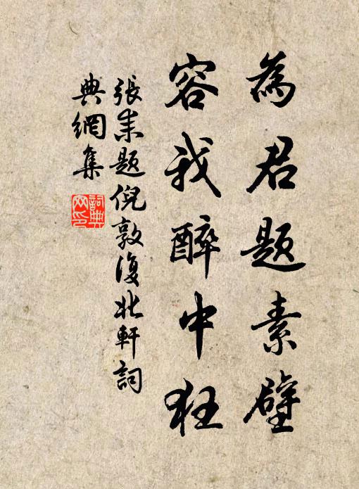 张耒为君题素壁，容我醉中狂书法作品欣赏