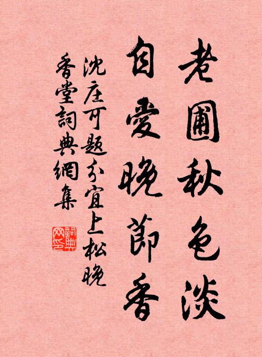 沈庄可老圃秋色淡，自爱晚节香书法作品欣赏