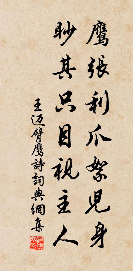 王迈鹰张利爪絮儿身，眇其只目视主人书法作品欣赏