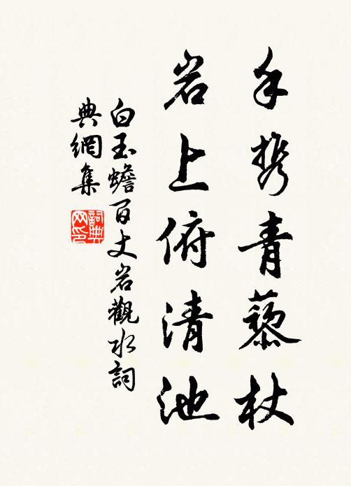 白玉蟾手携青藜杖，岩上俯清池书法作品欣赏