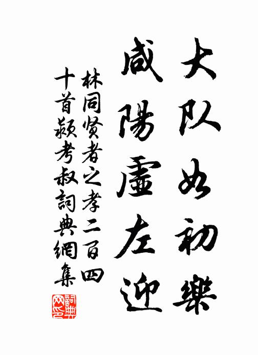 林同大队如初乐，咸阳虚左迎书法作品欣赏